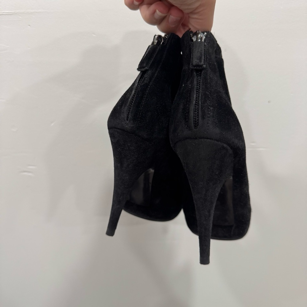 Givenchy Suede Ankle Strap Split Front Bootie Bla… - image 3